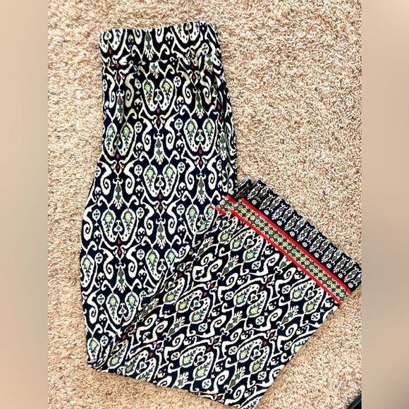Kim Roger’s Ikat tribal tropical pull on stretchy boho pants pure comfort NWOT - Picture 1 of 6